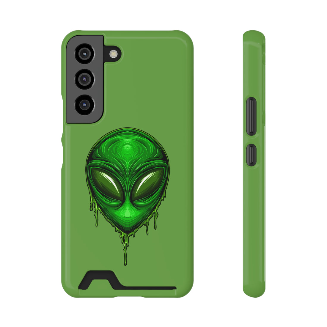 Green Alien Phone Case With Card Holder